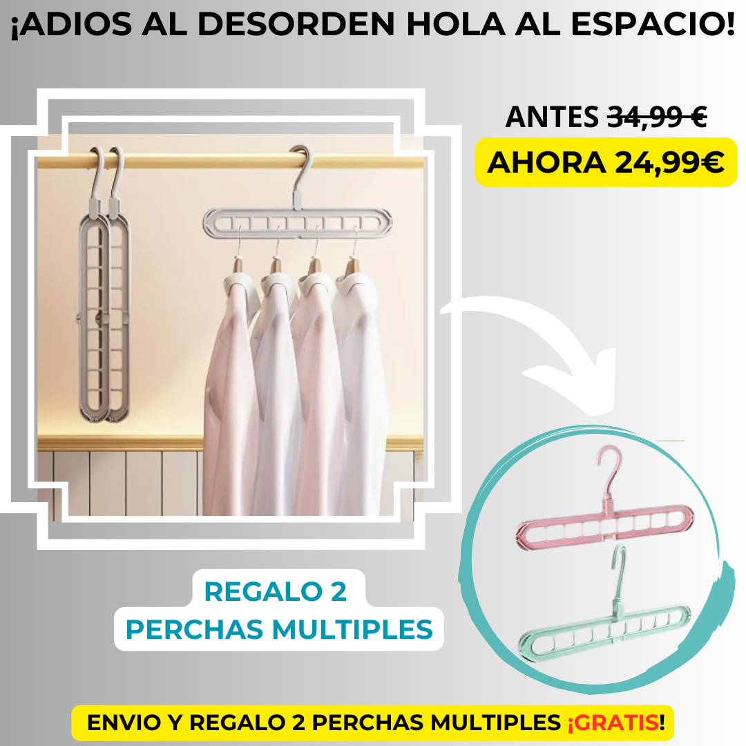 Pack 3 Perchas Múltiples REGALO 2 Perchas Extra ¡GRATIS!