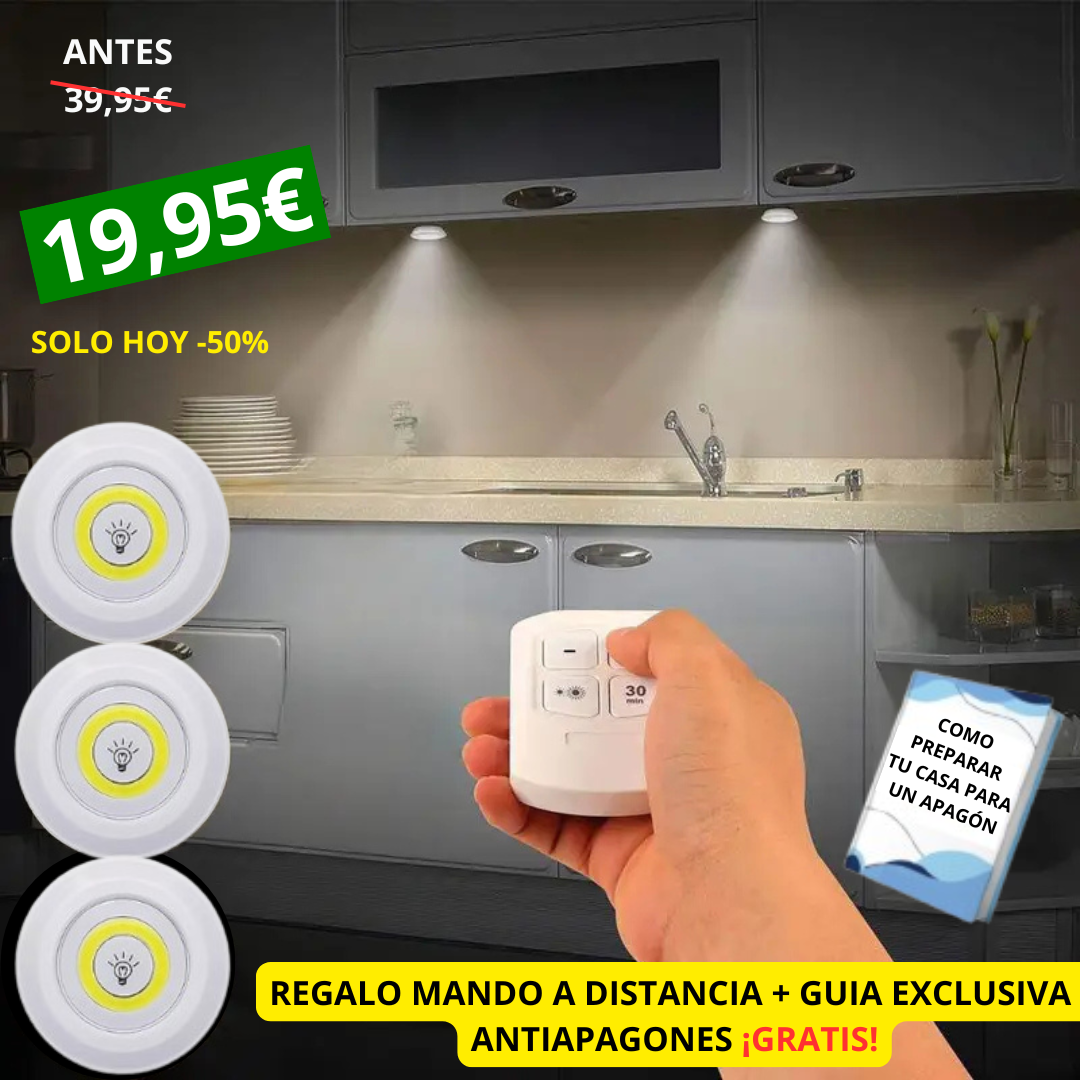 Pack ¡LUZ SEGURA! 3 Luces LED + Mando ¡GRATIS!